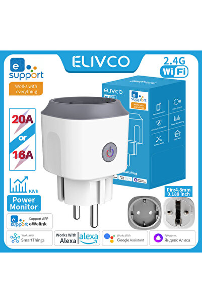 Choice قابس ذكي eWelink يعمل بتقنية الواي فاي، بجهد 100-240 فولت، وقوة 20 أمب...