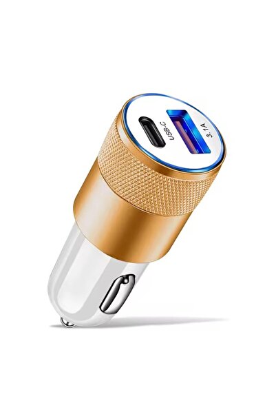 Choice شاحن سيارة ذهبي بقوة 66 واط بمنفذ USB من النوع C، محول شحن سريع للهوات...
