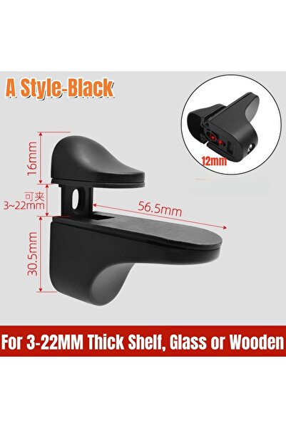 choice2 طقم مشابك دعم رفوف خشبية/زجاجية قابلة للتعديل، قطعتان، لون أسود، مصنو...