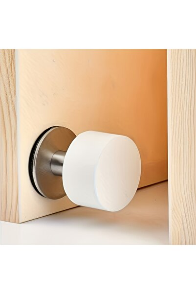 Choice مانع باب أبيض متين ذاتي اللصق بقاعدة معدنية - واقي جداري ومصد لتقليل ا...