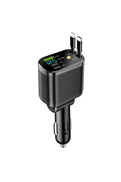 Choice شاحن سيارة قابل للسحب 5 في 1 بتقنية Starlight، مزود بكابل USB من النوع...