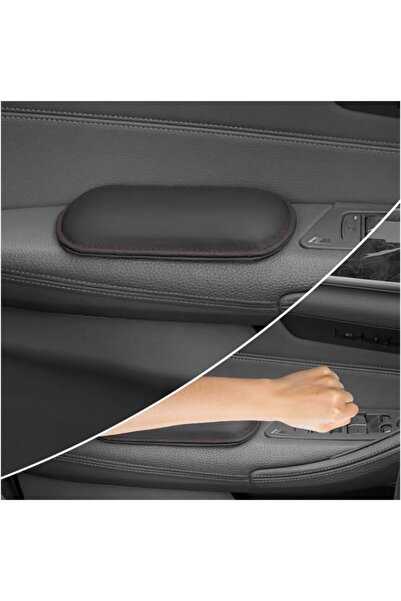 Choice1 وسادات مسند ذراع باب السيارة، قطعتان، لون أسود، مصنوعة من الجلد الناع...