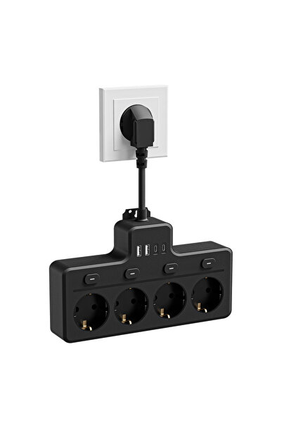 Choice 220V EU 4 short-line-black 8-in-1 EU power board, multi-switch power e...