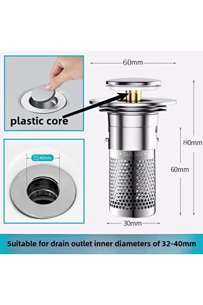 Choice حوض غسيل مطبخ من النوع 3 ذو قلب بلاستيكي، سدادة مانعة للتسرب من مادة A...
