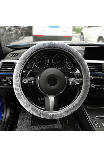 Choice GRAY Premium Soft Short Fur Car Steering Wheel Cover High-density Warm...