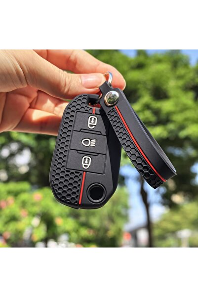 choice2 B with Keychain Keychain Silicone Car Key Case Cover For Peugeot 208 ...