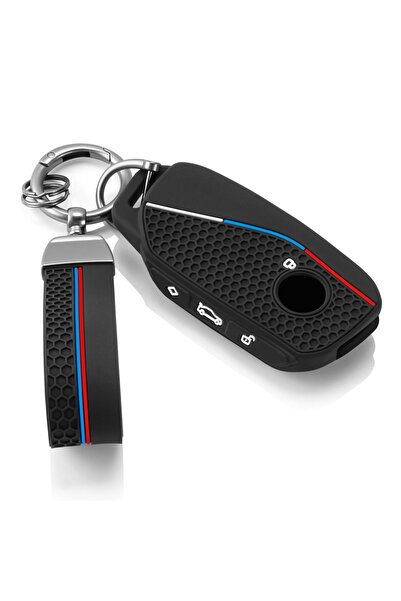 Choice غطاء حماية أسود من السيليكون لمفتاح السيارة، مزود بحلقة سلسلة، مناسب ل...