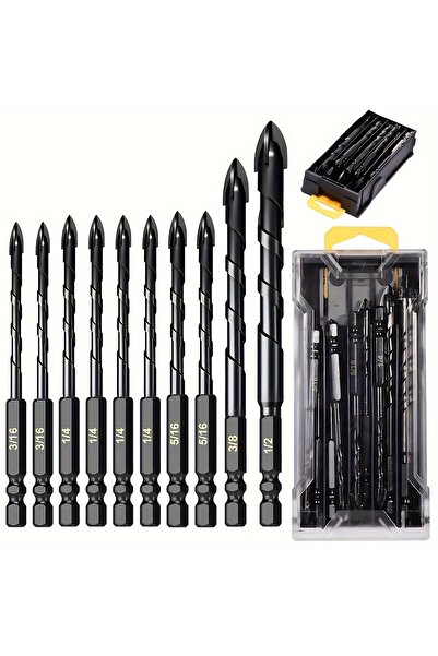 Choice مجموعة رؤوس حفر سداسية سوداء مكونة من 10 قطع (5/10 قطع)، مناسبة للزجاج...