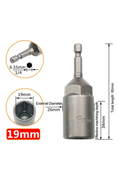 Choice8 1 Piece Size-19mm 6mm-19mm Deepen Inner Hexagon Sleeve Electric Drill...