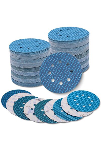 Choice 50 قرص صنفرة ماسي الشكل بقطر 5 بوصات و8 ثقوب، حبيبات 320، مع ظهر لاصق،...