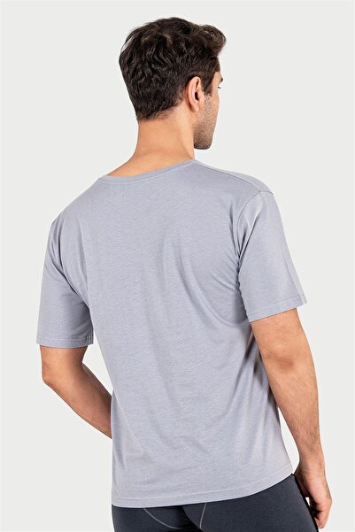 OBJE تي شيرت رجالي باللون الرمادي من نوع سوبر جيرس بأكمام نصفية