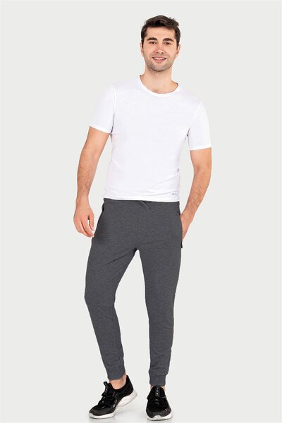 OBJE Men's Anthracite Two-Thread Slimfit Zipper Bottom