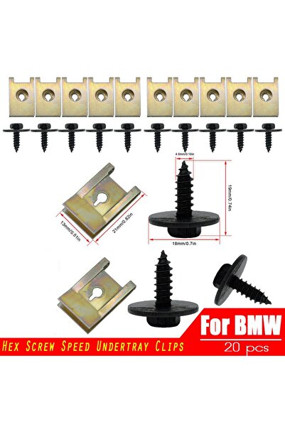 Choice 20 قطعة من مشابك براغي رأس سداسي لسيارات BMW، واقيات الطين السفلية لسي...