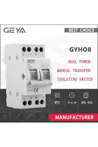 Choice3 مفتاح عزل تحويل يدوي مزدوج الطاقة 2P 63A GEYA GYHO8 MTS 63A قاطع دائر...