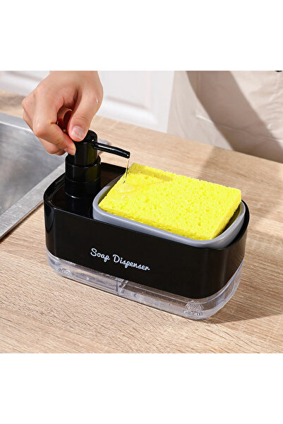 Choice طقم موزع صابون سائل لليدين والأطباق باللون الأسود، موزع منظف، حامل إسف...