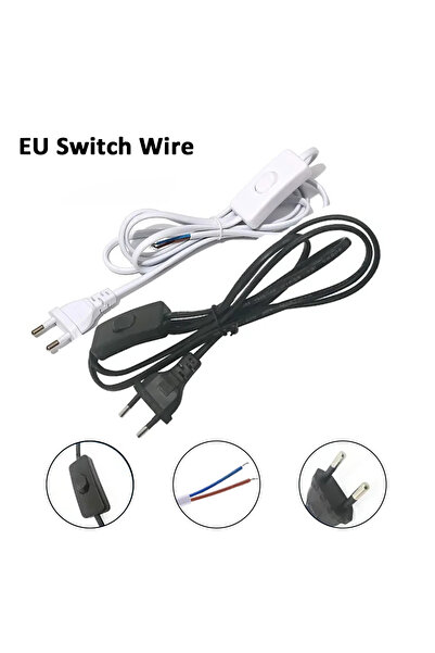 Choice1 قابس أوروبي أسود/أبيض/أسود، زر تشغيل/إيقاف، سلك طاقة ثنائي السن، سلك ...