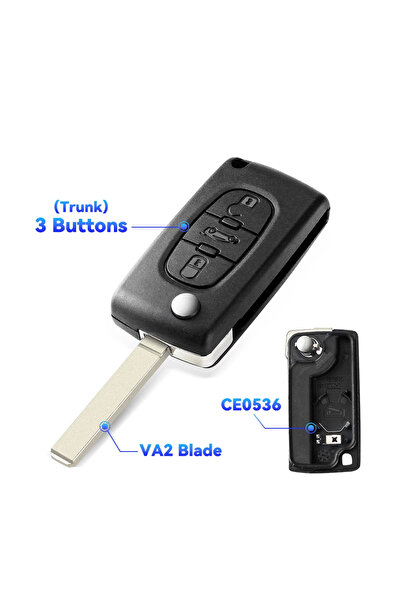 Choice4 3BT VA2 CE0536 KEYYOU For Peugeot 207 307 308 407 607 807 Remote Key ...