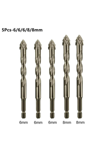 choice2 6-6-6-8-8mm Hex Masonry Drill Bits 1/4 Shank Titanium Steel Metal Cro...