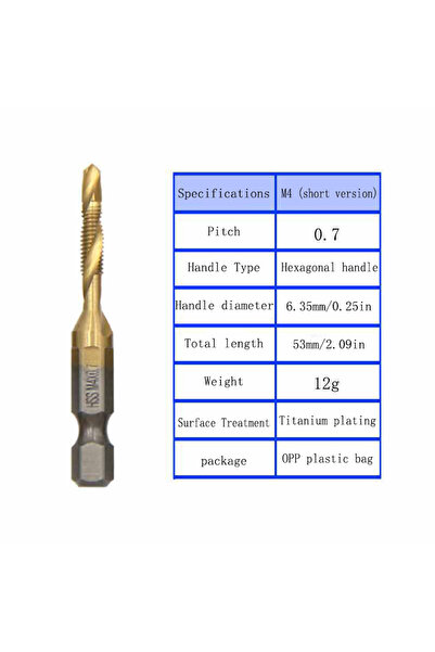 Choice4 Golden M4 Multi functional HSS drilling tapping integrated spiral tap...