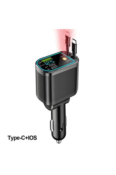 Choice شاحن سيارة قابل للسحب 5 في 1 مزود بإضاءة النجوم، كابل USB-C، محول شاحن...