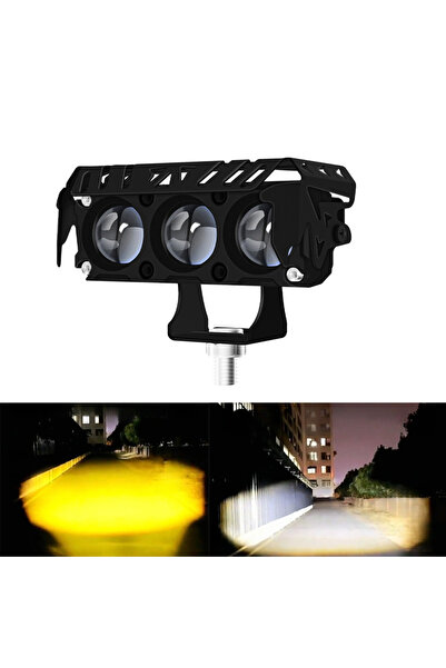choice2 White and Yellow Motorcycle LED Spot Light Dual Color Hi/Low Beam Fog...