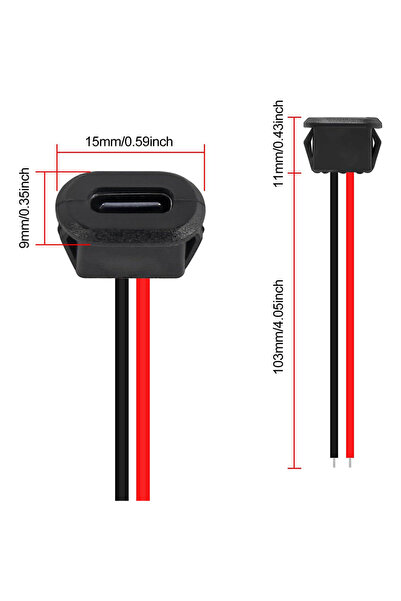 choice2 5 قطع سوداء، 5/10/15 قطعة، موصل USB من النوع C مقاوم للماء، قاعدة أنث...