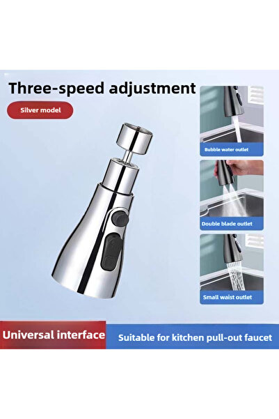 choice2 وصلة صنبور مطبخ فضية عالمية قابلة للدوران 360 درجة، 3 في 1، مصنوعة من...