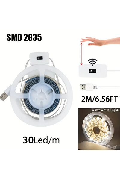 Choice شريط إضاءة LED بطول 2 متر، أبيض دافئ، يعمل بجهد 5 فولت تيار مستمر، مزو...