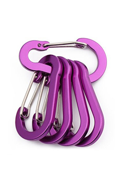 Choice سلسلة مفاتيح من 5 قطع من سبائك الألومنيوم، لون أرجواني، مزودة بمشبك قف...