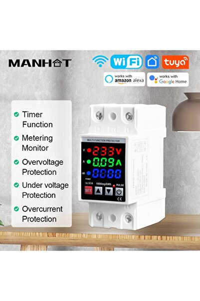 Choice wifi version Tuya WIFI 3in1 Display Circuit Breaker Adjustable Over Vo...