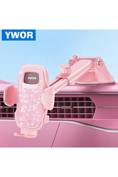 Choice حامل هاتف وردي للسيارة من YWOR، قابل للدوران 360 درجة، سهل الفك والترك...