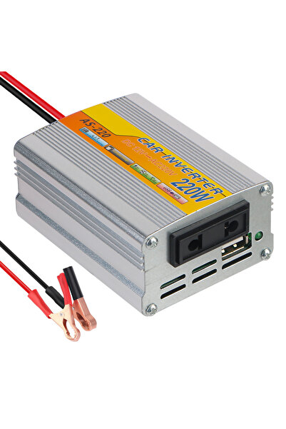 Choice محول طاقة شمسي محمول فضي اللون، مزود بمشبك بطارية USB، يحول التيار الم...