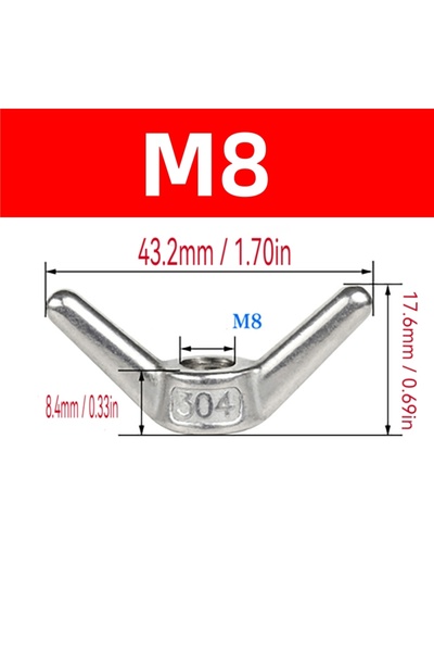 choice2 صواميل جناح من الفولاذ المقاوم للصدأ SS 304، مقاس M8، قطعة واحدة، على...