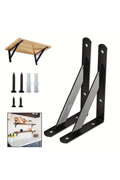 Choice رفان أسودان للزينة، 9.5 × 15 سم، قطعتان، حامل رف عائم يُثبت على الحائط...