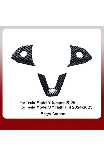Choice رقعة عجلة قيادة من ألياف الكربون اللامعة لعجلة قيادة تسلا موديل Y 2025...