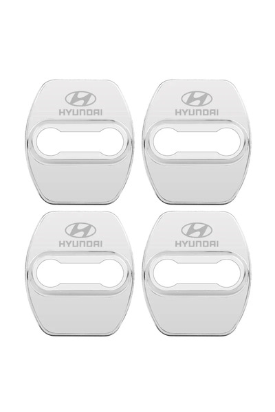 Hyundai غطاء قفل باب السيارة من ألياف الكربون بتصميم فضي أنيق، مناسب لسيارات ...