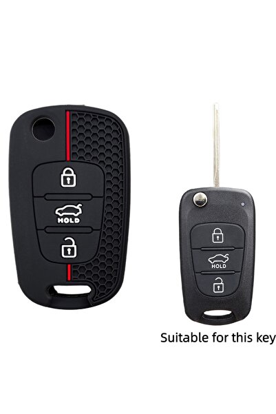 Choice غطاء مفتاح سيارة سيليكون أسود بثلاثة أزرار، قابل للطي، مناسب لسيارات ك...