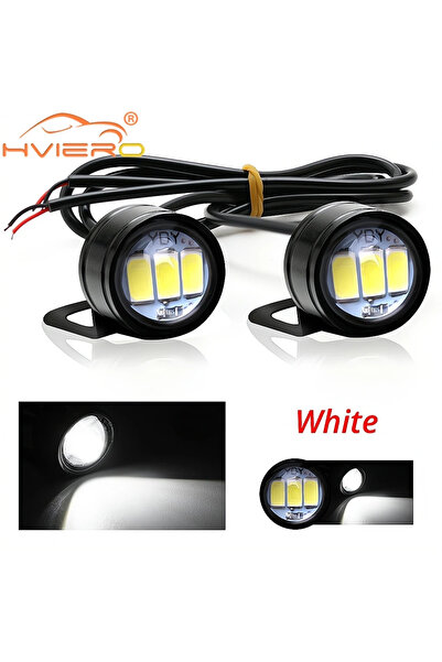 Choice6 قطعتان من مصابيح مرآة السيارة البيضاء على شكل عين النسر، مصابيح نهاري...