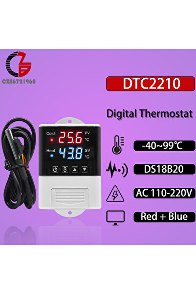 Choice منظم حرارة ورطوبة رقمي DTC2210 يعمل بتقنية الواي فاي، بجهد 12 فولت، 11...