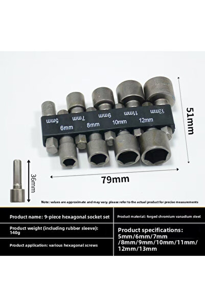 Choice NR603253-9pcs Powerful Socket Inner Hexagonal Wrench Hexagonal Handle ...