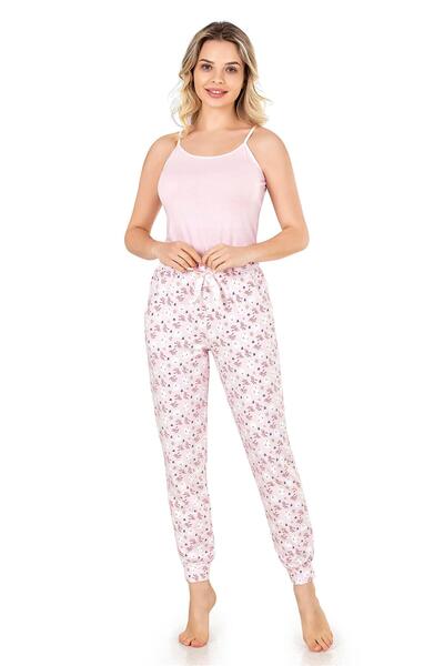 OBJE Women's Pink Winter Bear Patterned Ribbon-Lined Pajama Bottoms