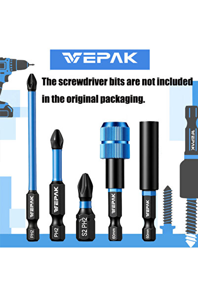 Choice3 VEPAK-SET-5PCS VEPAK Screwdriver Bits PH2 S2 Steel/60mm Extension Rod...
