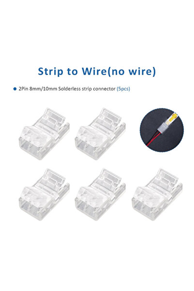 Choice12 2P 8mm Strip to wire 2 Pin 8mm 10mm LED Strips Connector Strip to St...