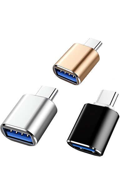 Bervolo Set de 3 adaptoare USB-C la USB-A, negru, argintiu, auriu
