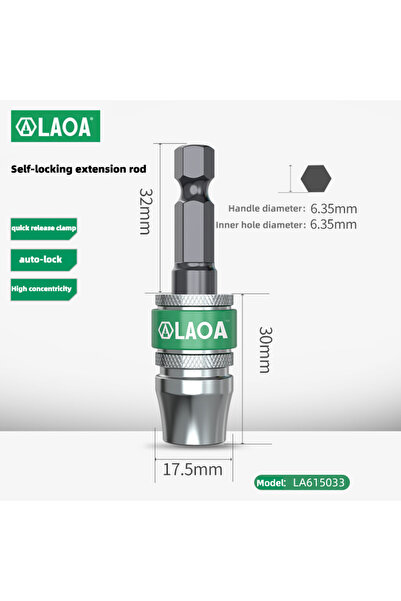 Choice LA615033 LAOA مفك براغي سداسي المقبض، طول 6.35 مم، قضيب توصيل ممتد، مص...