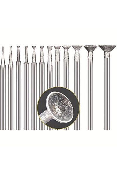 Choice مجموعة رؤوس ماسية مستديرة على شكل وعاء، 2.5 مم و42 مم، 12 قطعة، ساق 3/...