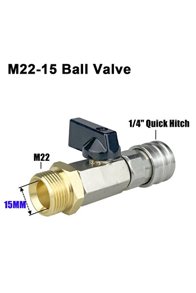 Choice محول C M22-14/15MM مع صمام كروي ووصلة سريعة 1/4 بوصة - مفتاح تشغيل/إيق...