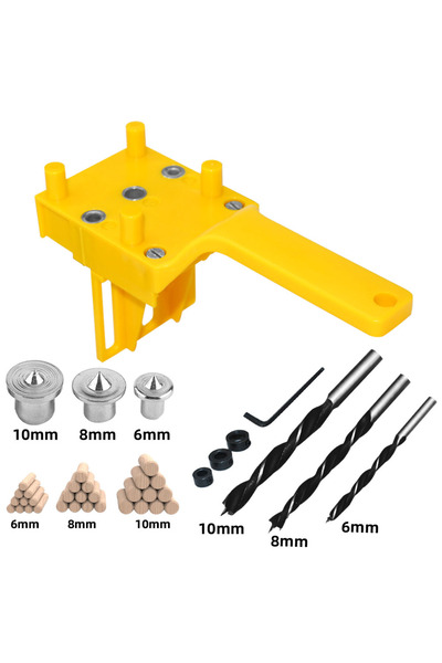 Choice Yellow Set-3 Woodworking Dowel Jig Fits 6/8/10mm Drill Guide Metal Sle...