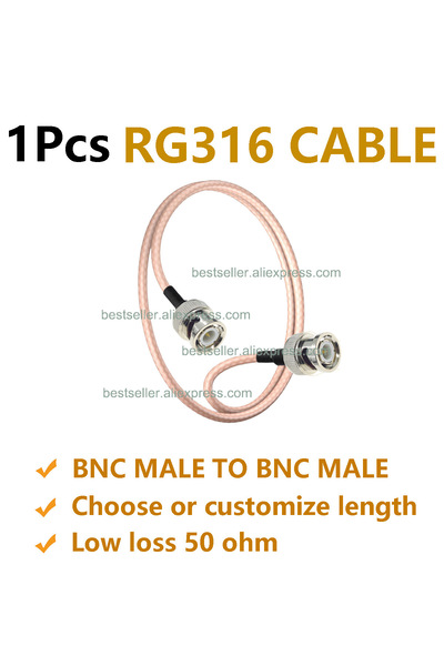 Choice كابل توصيل محوري RF بطول 30 سم، قطعة واحدة، RG316 BNC ذكر إلى BNC ذكر،...