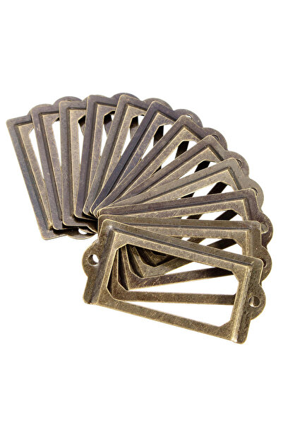 Choice 12 قطعة من مقابض سحب معدنية نحاسية عتيقة اللون لحامل بطاقات الأسماء وم...